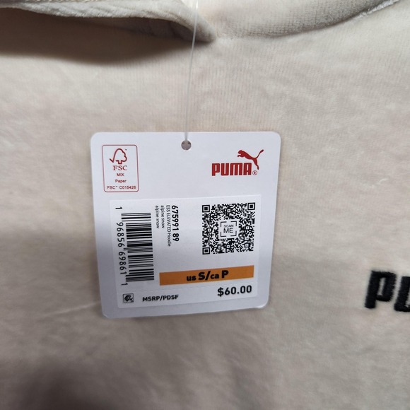 Puma‎ Essential Hoodie Women S Beige Cream Pullover Sweatshirt Kangaroo Pocket - Picture 2 of 9